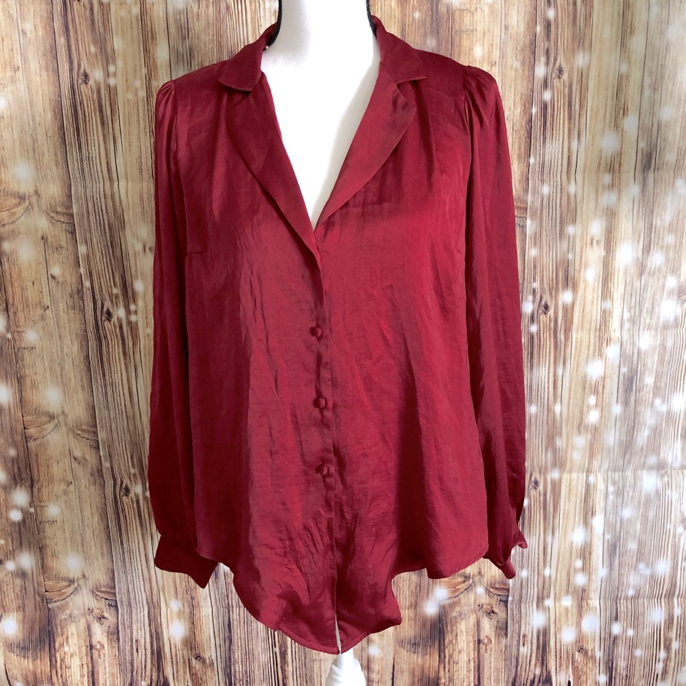 ALL IN FAVOR MAROON BUTTON DOWN - Picture 2 of 7